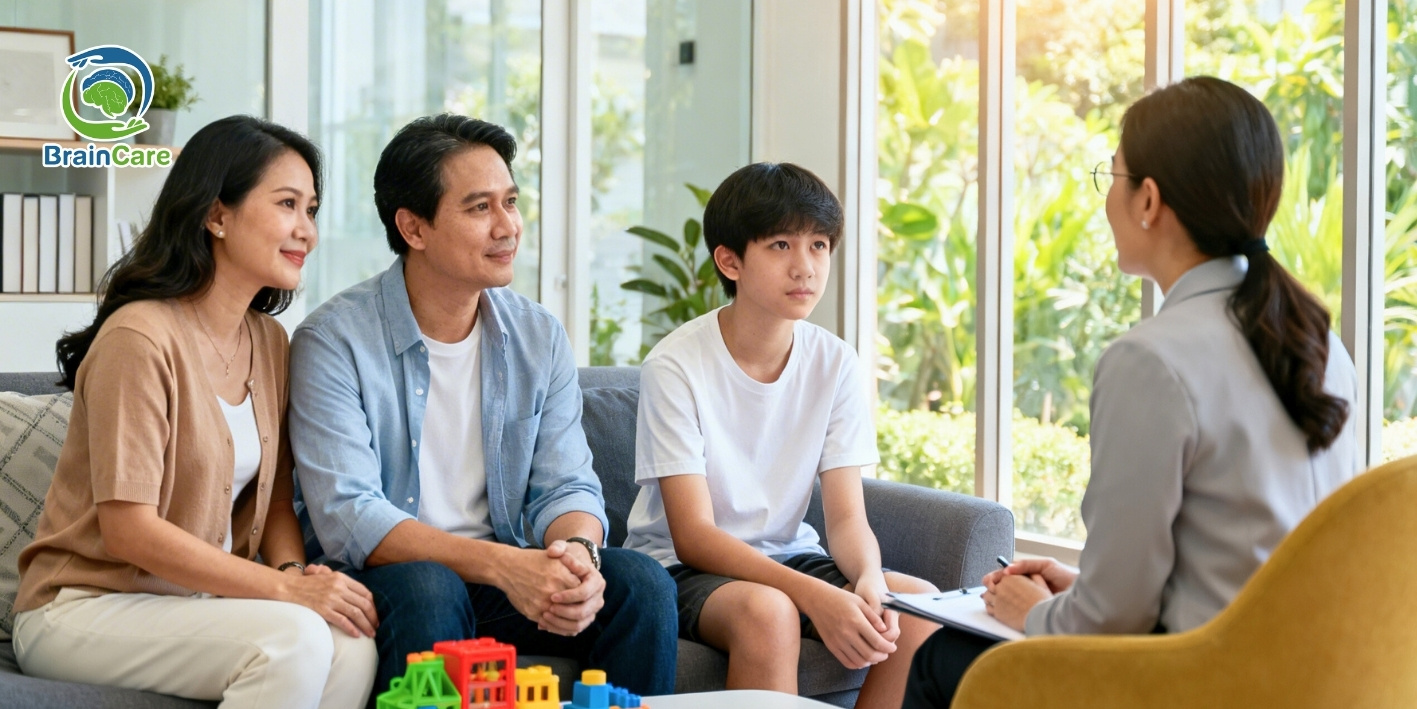 Chuyên gia BrainCare trong buổi trị liệu cùng người lớn