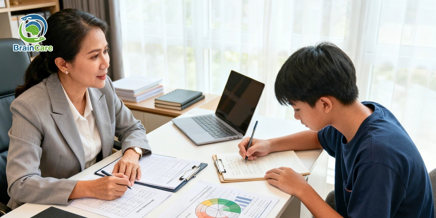 học sinh đang làm đánh giá định hướng nghề