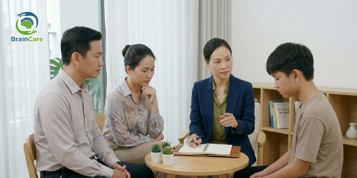 học sinh đang làm đánh giá định hướng nghề