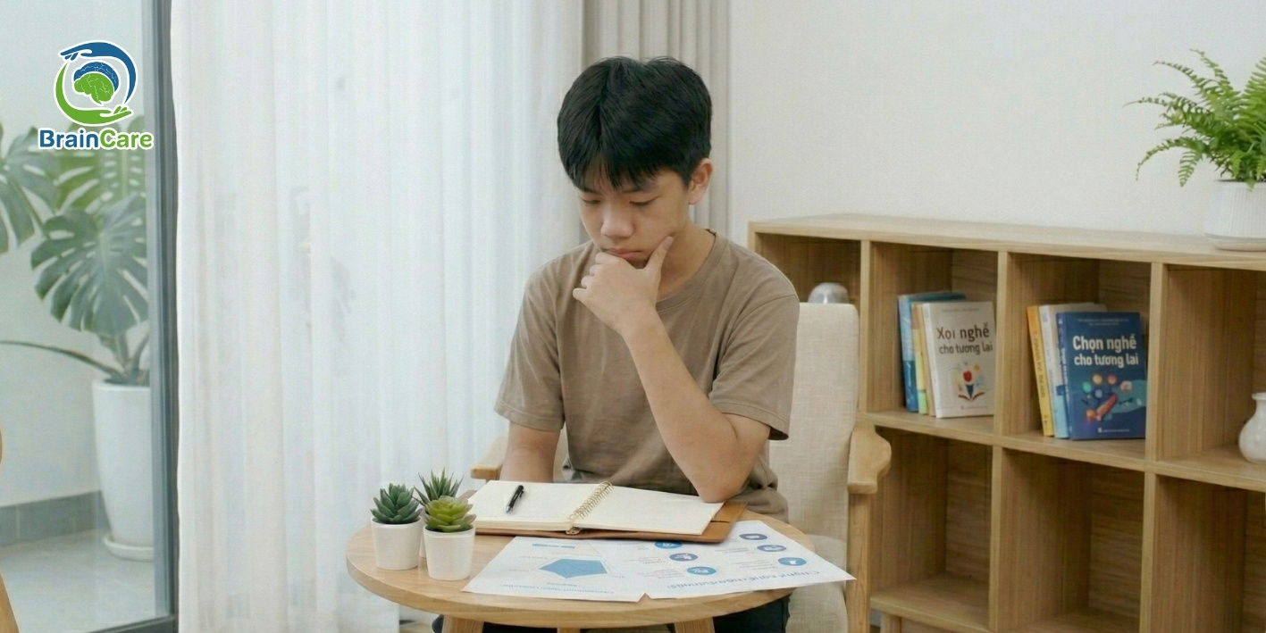 học sinh đang làm đánh giá định hướng nghề