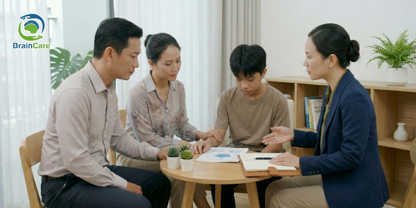 học sinh đang làm đánh giá định hướng nghề